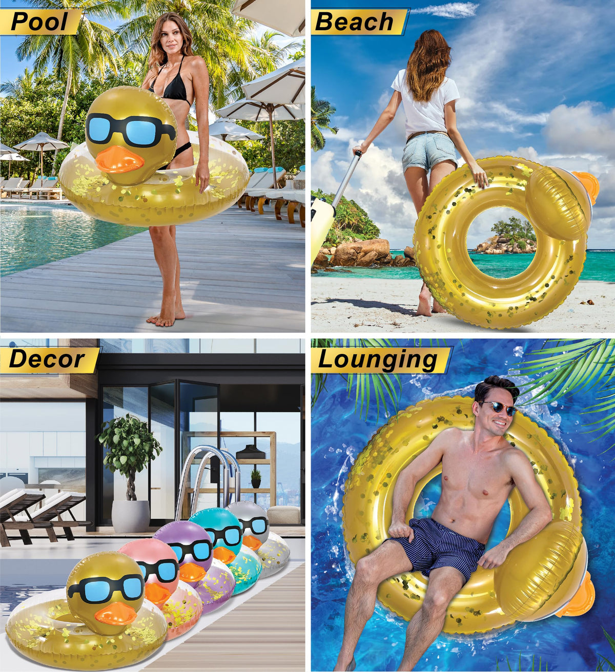 POZA 36-inch duck pool float ideal for lounging kids and adults