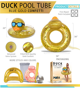 POZA duck floatie wearing sunglasses adds playful vibe to beach and pool
