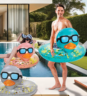 POZA duck pool float set up for beach party and photo moments