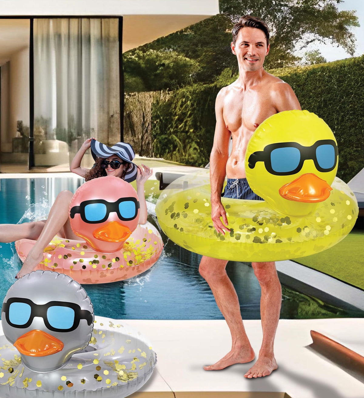 POZA duck float inflates easily with quick air valve.