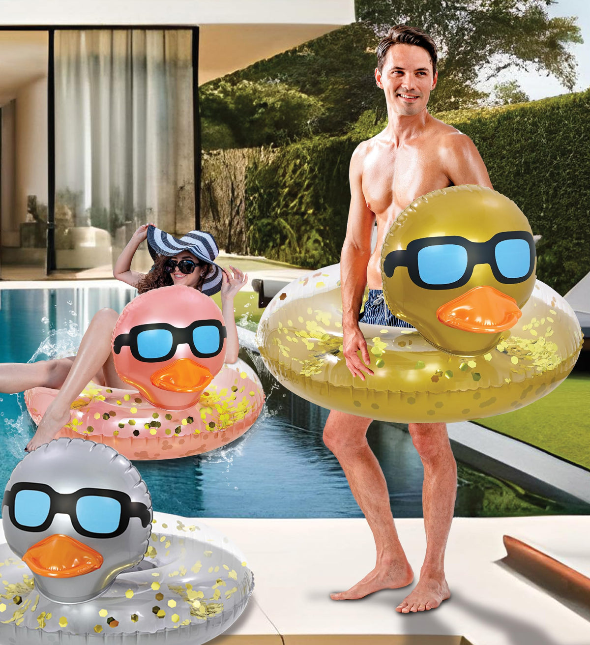 POZA kids and adults duck float perfect for family pool parties