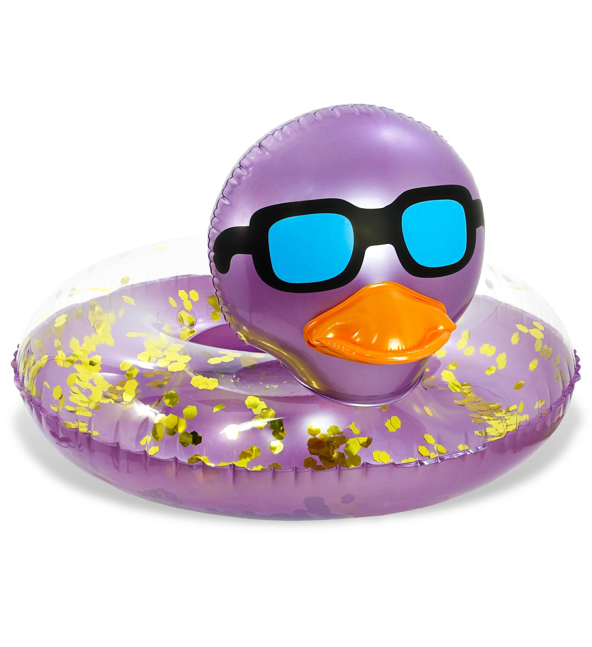 POZA purple gold duck pool float with sunglasses for sunny days