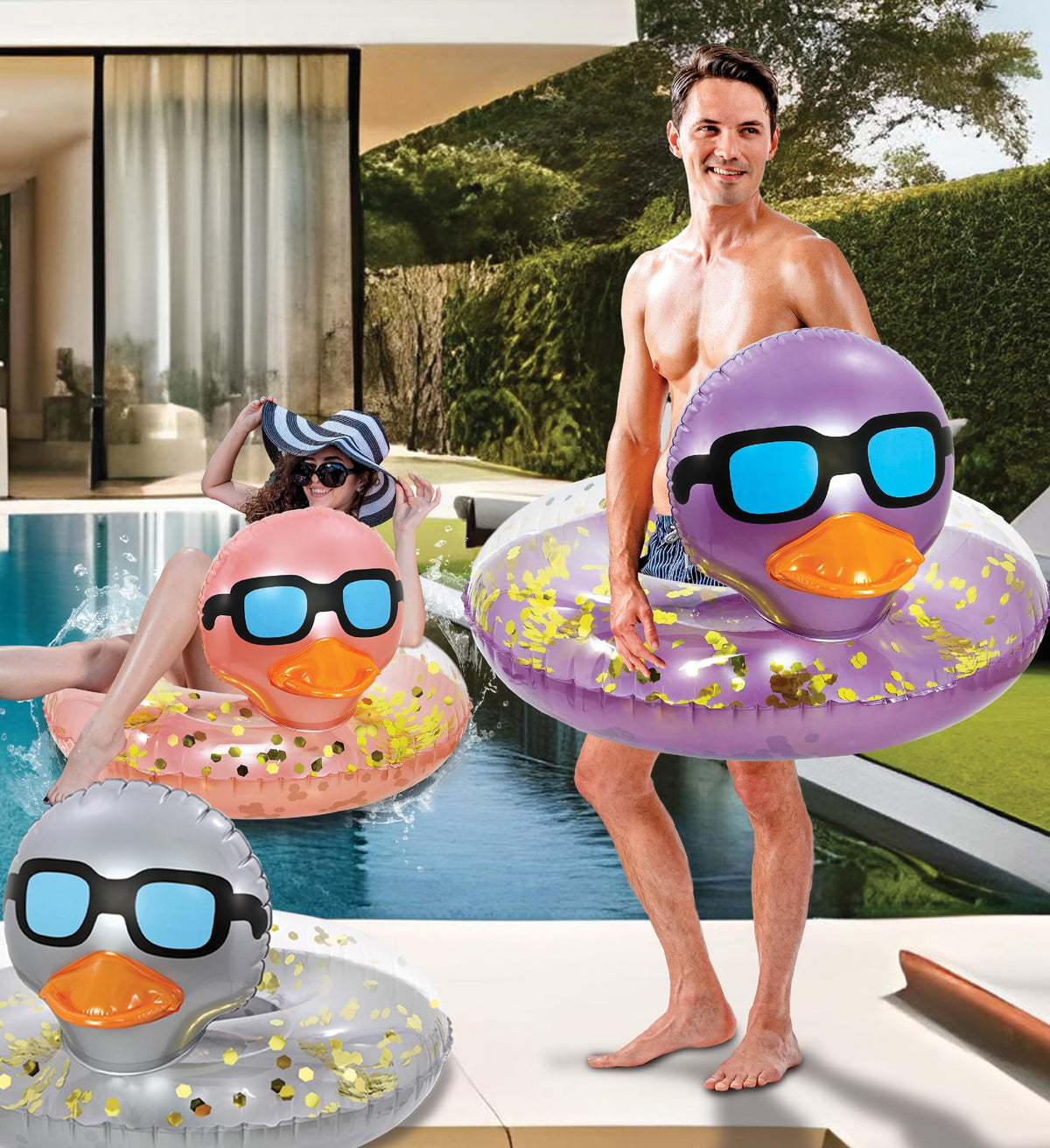 POZA UV-resistant inflatable duck for durable outdoor use