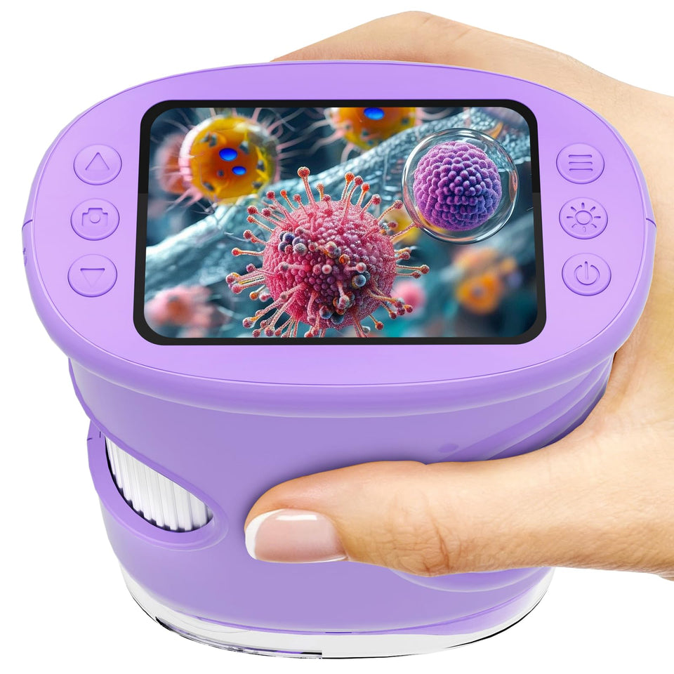 Pozifu 1000X handheld microscope display lets kids view magnified specimens clearly.