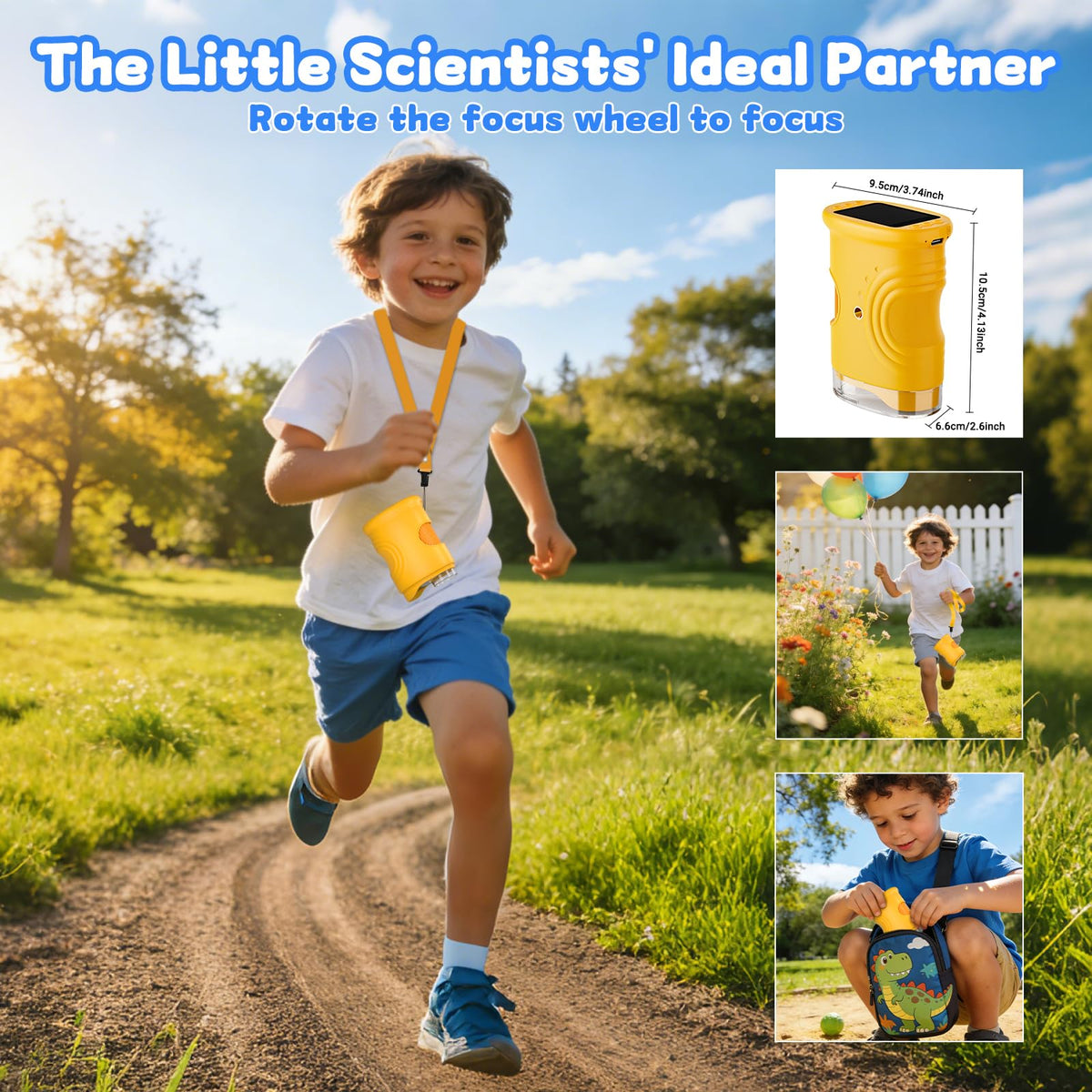 Pozifu 1000X handheld microscope compact design fits small hands comfortably.