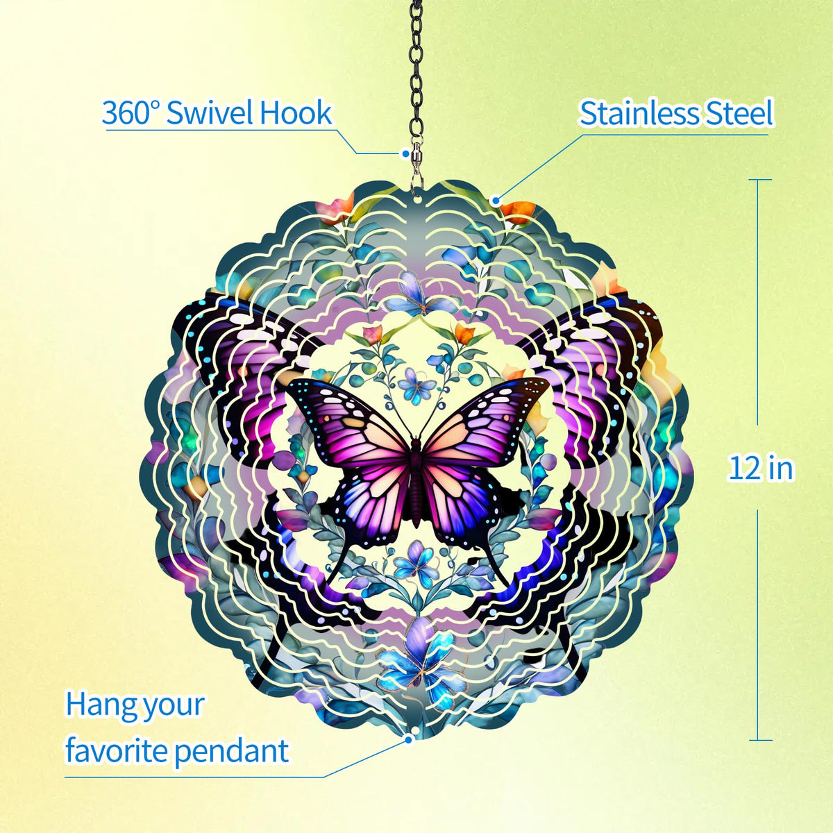 PPZHAVG butterfly wind spinner with frosted finish resists weathering for outdoor use