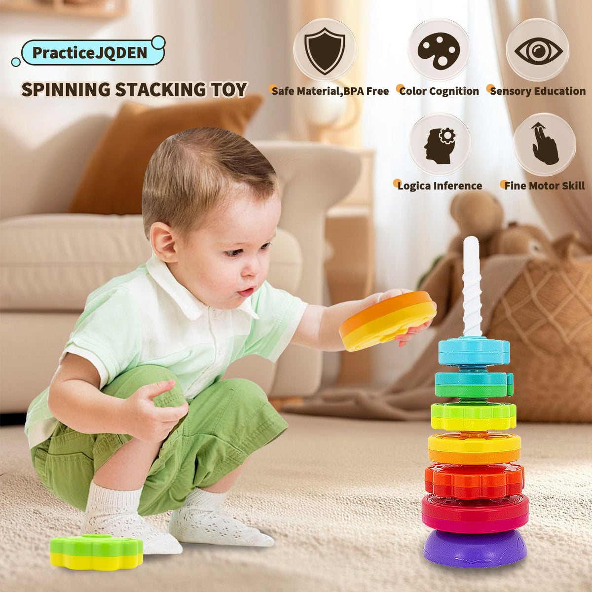 PracticeJQDEN toy with fruit and animal shapes encourages sorting and classification.