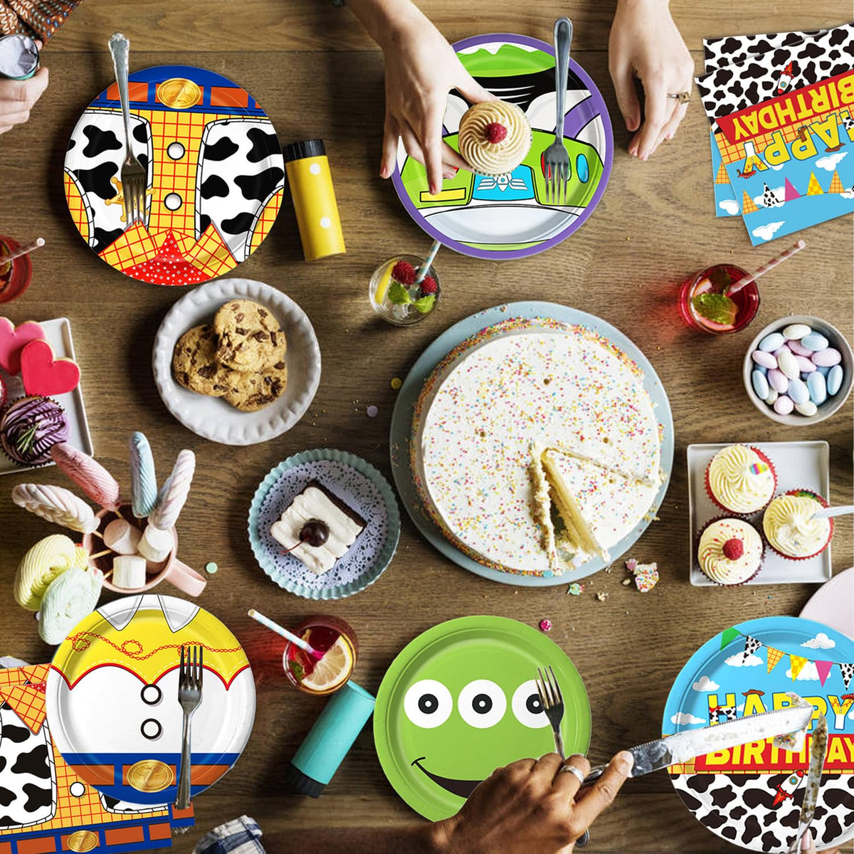 Practice Star cartoon birthday design closeup highlights vibrant print on safe paper.