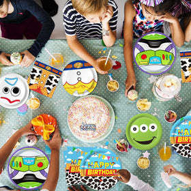 Practice Star cartoon birthday party scene illustrates versatile occasion decoration.