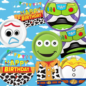 Practice Star cartoon birthday tableware setup shows ready-to-use party layout.