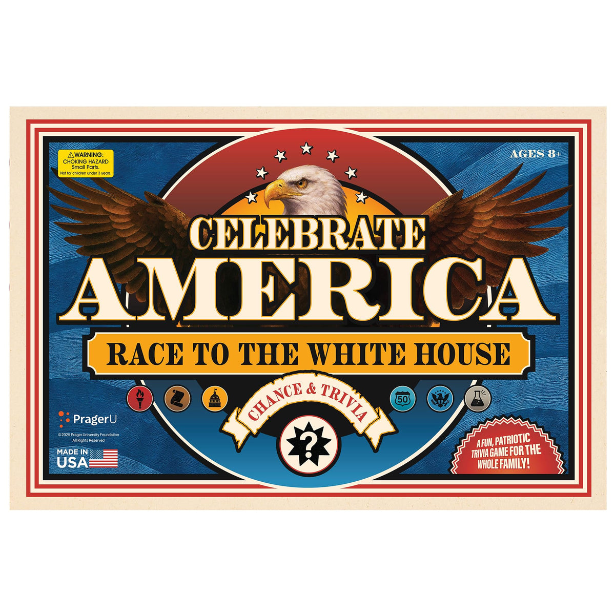 PragerU Celebrate America game board folded for quick setup and play