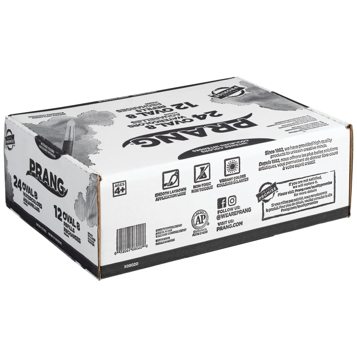 Prang refill trays and pans ensuring continuous color options during painting.