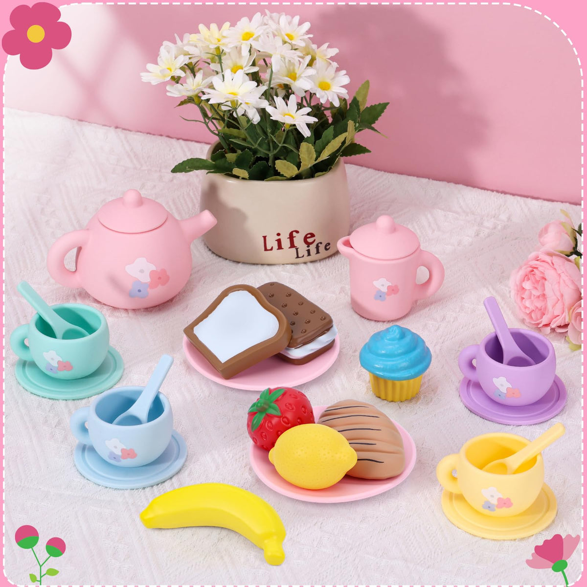 PRE-WORLD silicone tea set cream pitcher for gentle pouring during pretend tea