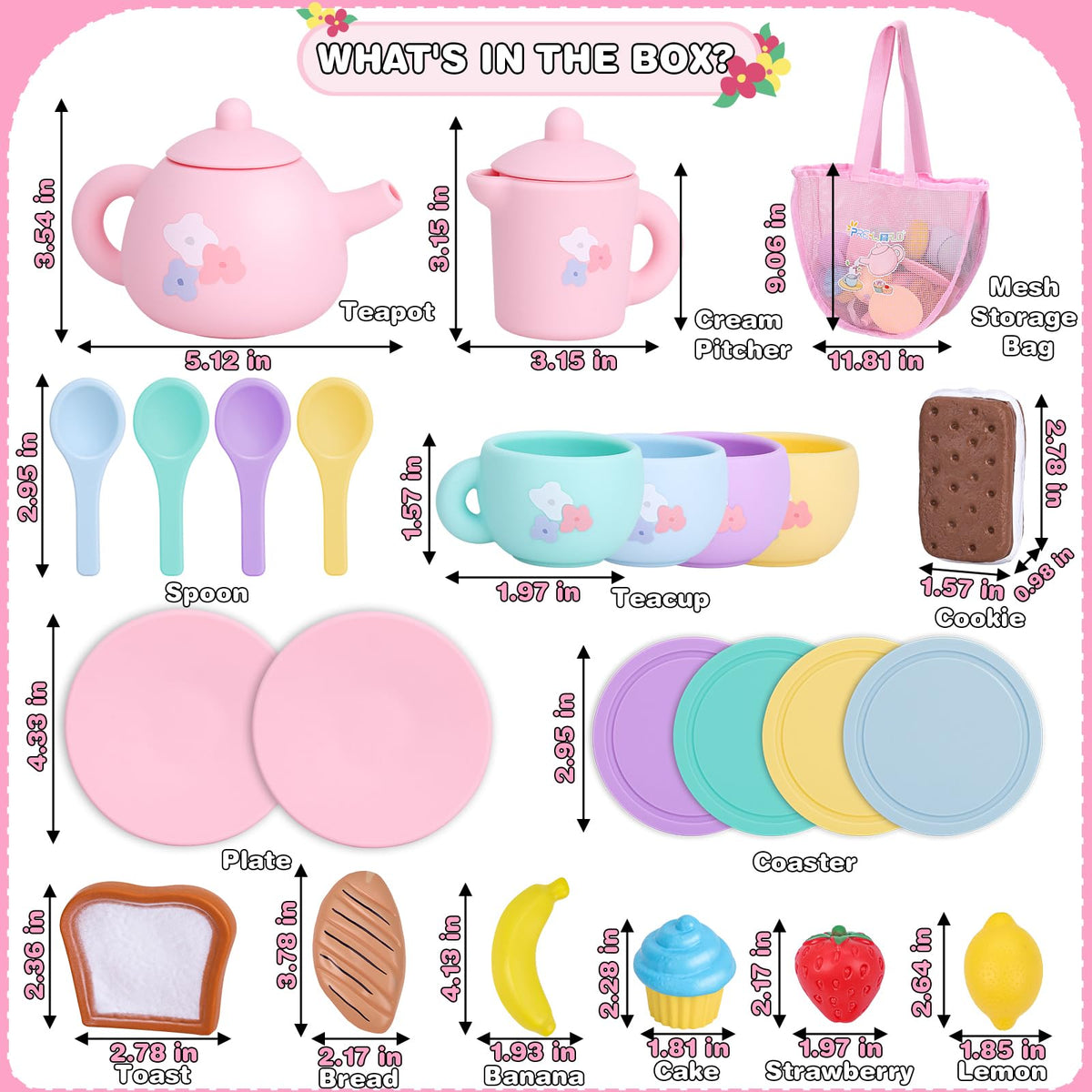 PRE-WORLD silicone tea set teacups ideal for safe colorful tea time
