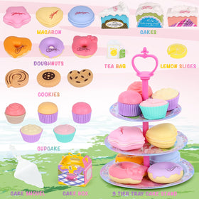 PRE-WORLD Tea Party Set 3-tier cake stand creates a realistic party display for playtime.