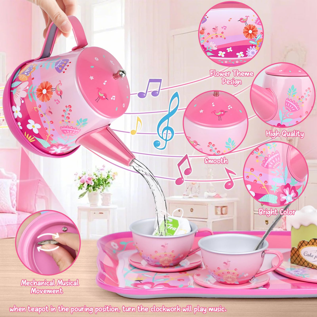 PRE-WORLD 3-tier cake stand elevates display during pretend tea parties.