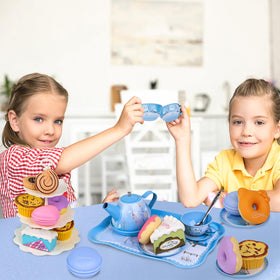 PRE-WORLD Tea Party Set carrying case keeps toys organized.