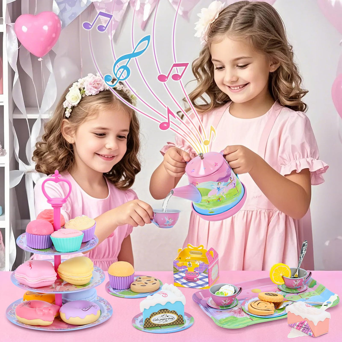 PRE-WORLD Tea Party Set carrying case keeps play accessories organized on the go.