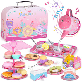 PRE-WORLD musical teapot enhances imaginative tea parties for toddlers.