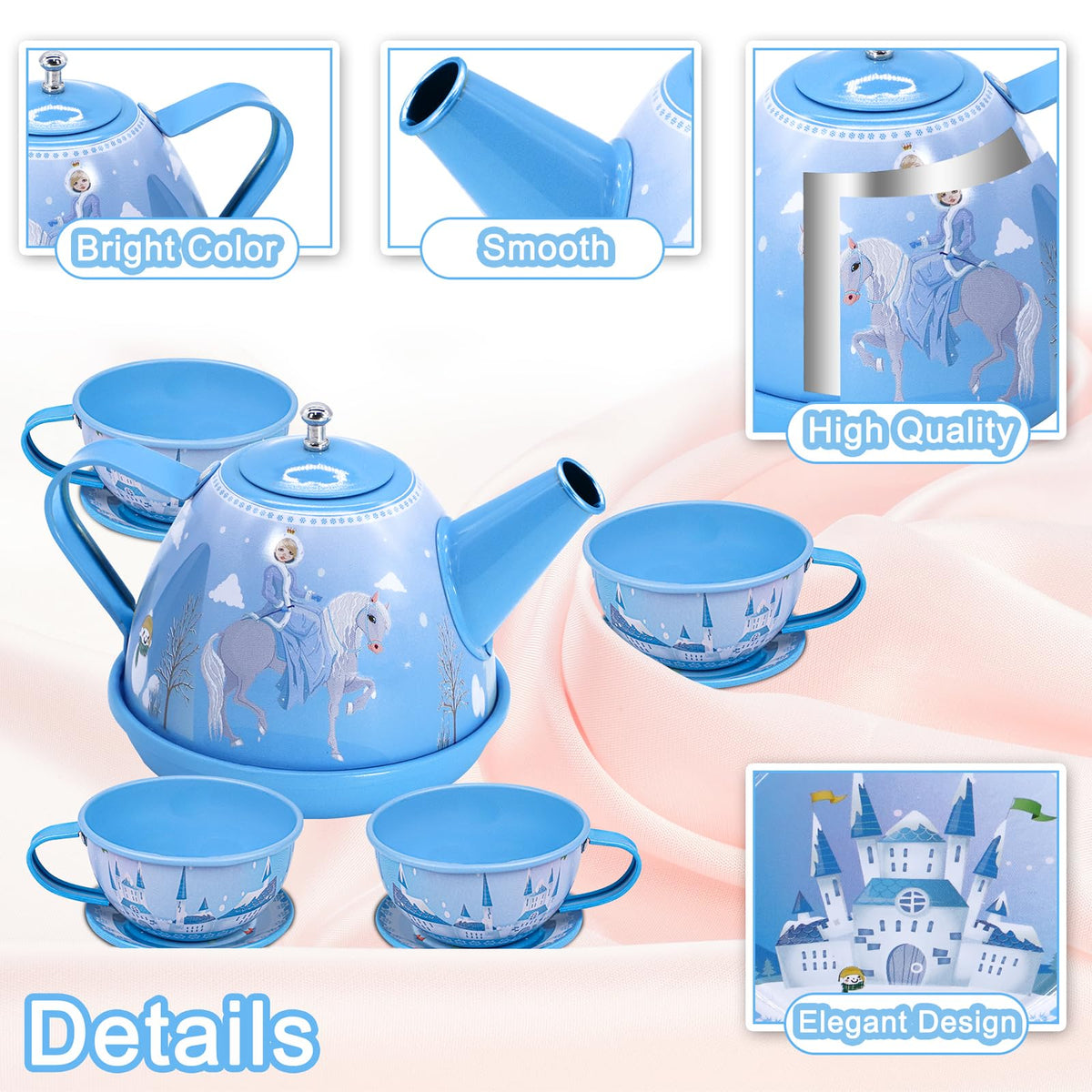 PRE-WORLD Tea Party Set tablecloth adds realistic party backdrop.