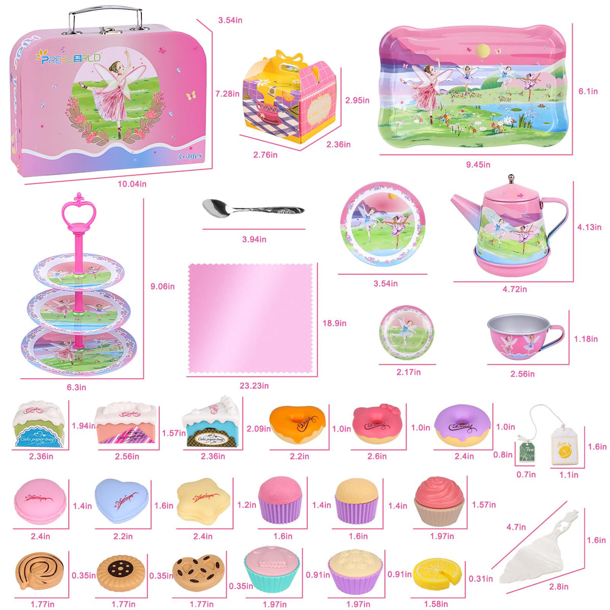 PRE-WORLD Tea Party Set tablecloth adds a tidy space for organized pretend parties.
