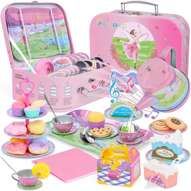 PRE-WORLD Tea Party Set musical teapot sparks imaginative pretend play for kids.