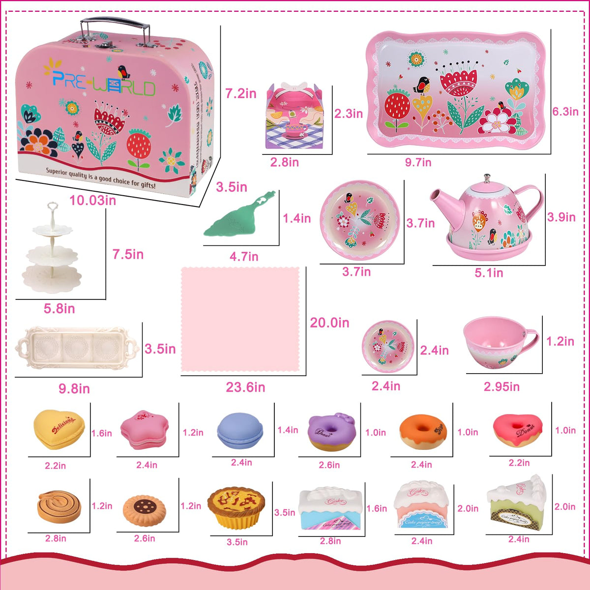 PRE-WORLD Tea Party Set tiered cake stand elevates dessert display
