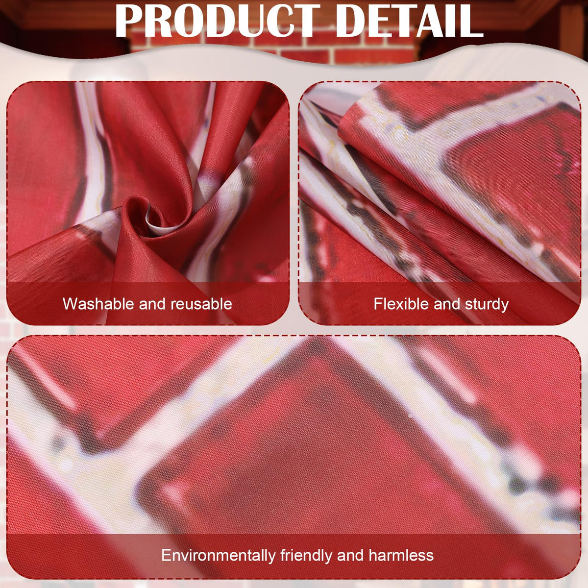 Preboun red brick wall backdrop on oxford cloth, vibrant and reusable for walls and stages.