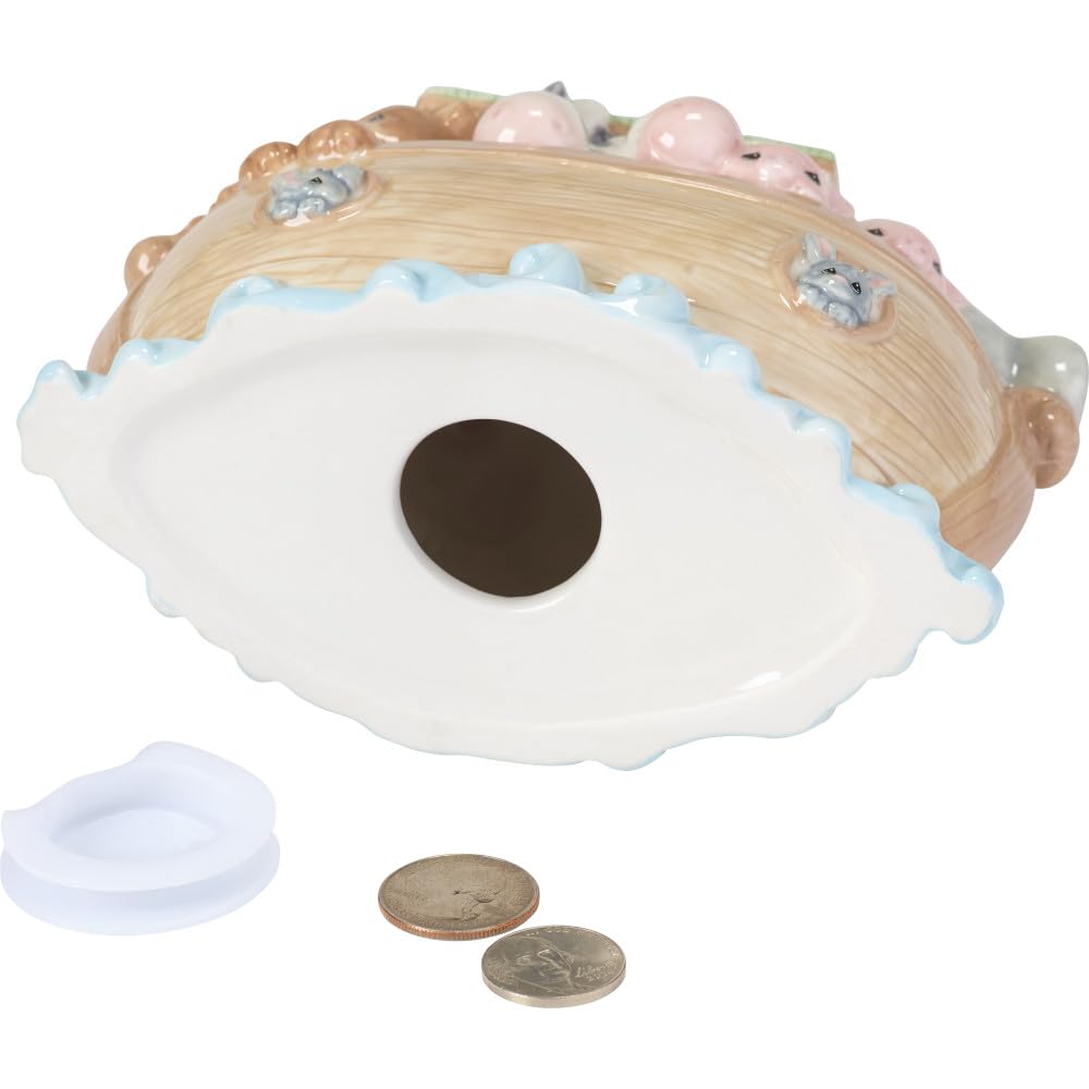 Precious Moments Noah's Ark piggy bank side angle reveals top coin slot