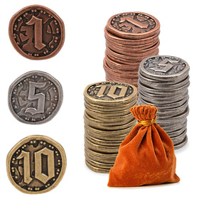 Prefdo metal coins close-up showing durable gaming tokens for immersive gameplay.