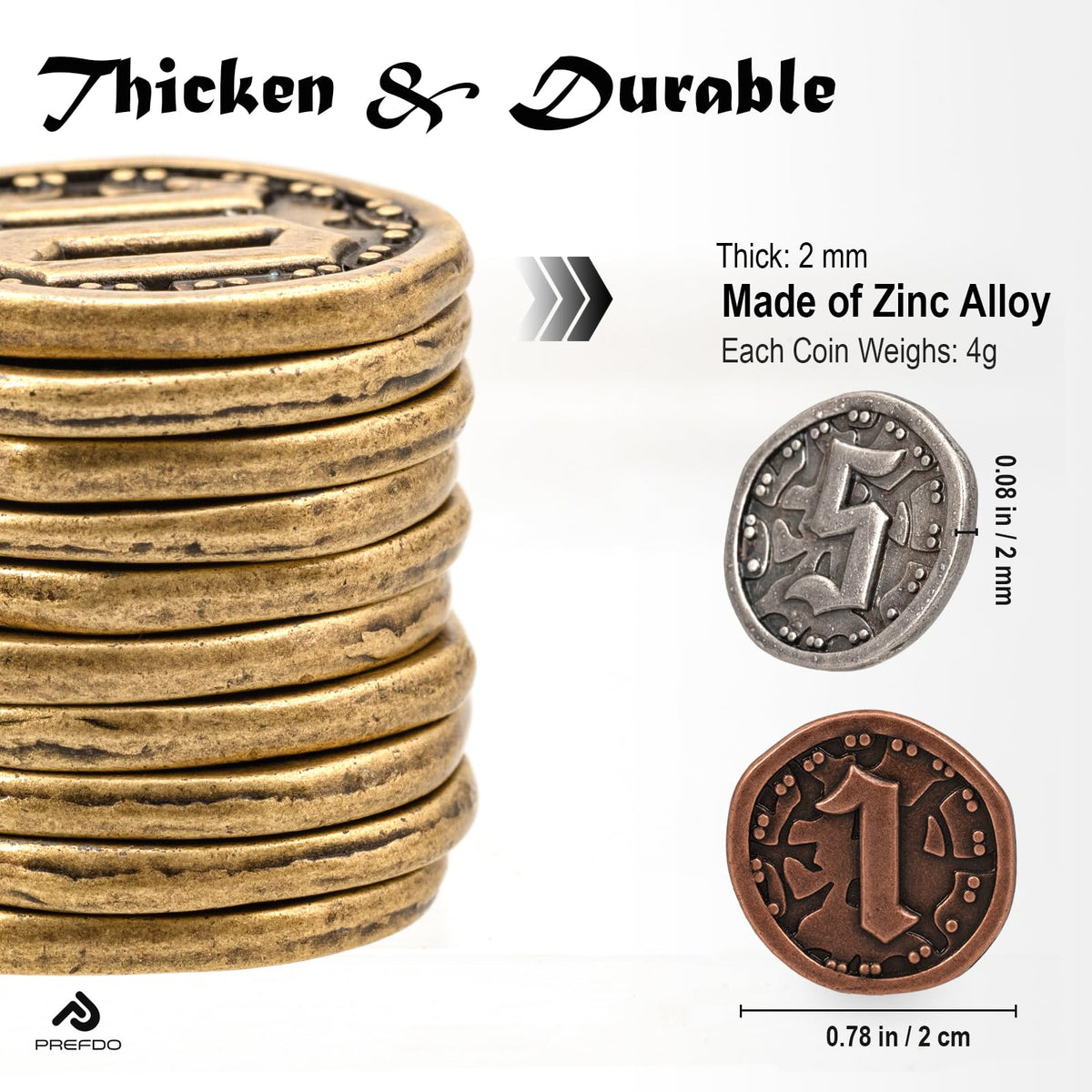 Prefdo silver 5 coin ideal for RPG treasure and trading.