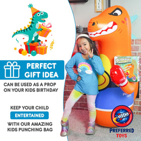 Preferred Toys 47-inch inflatable dino bag in action for active play