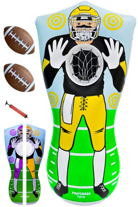 Preferred Toys 65-inch inflatable football target base filled for stable backyard play.