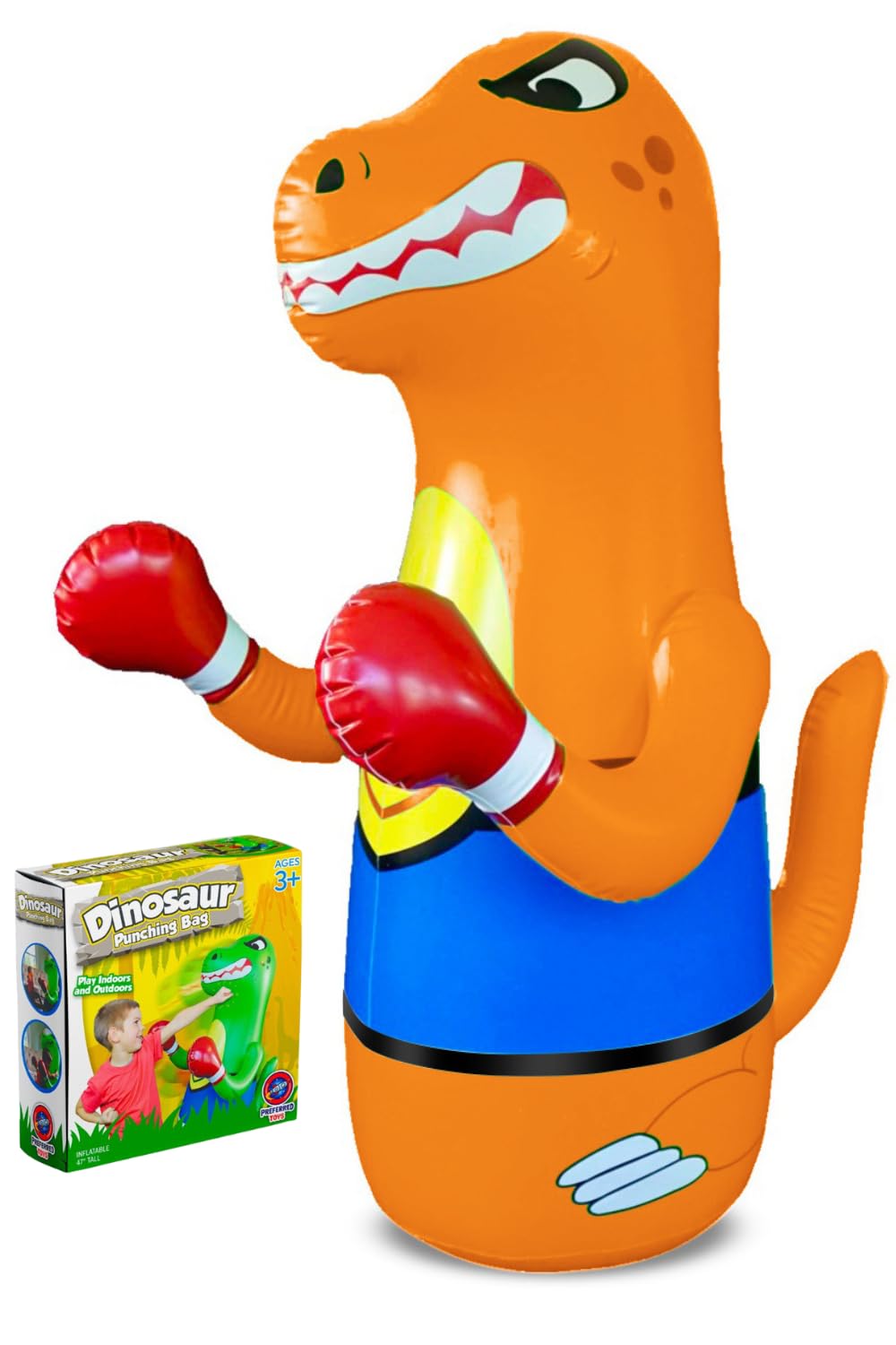 Preferred Toys dinosaur punching bag front view for safe indoor play