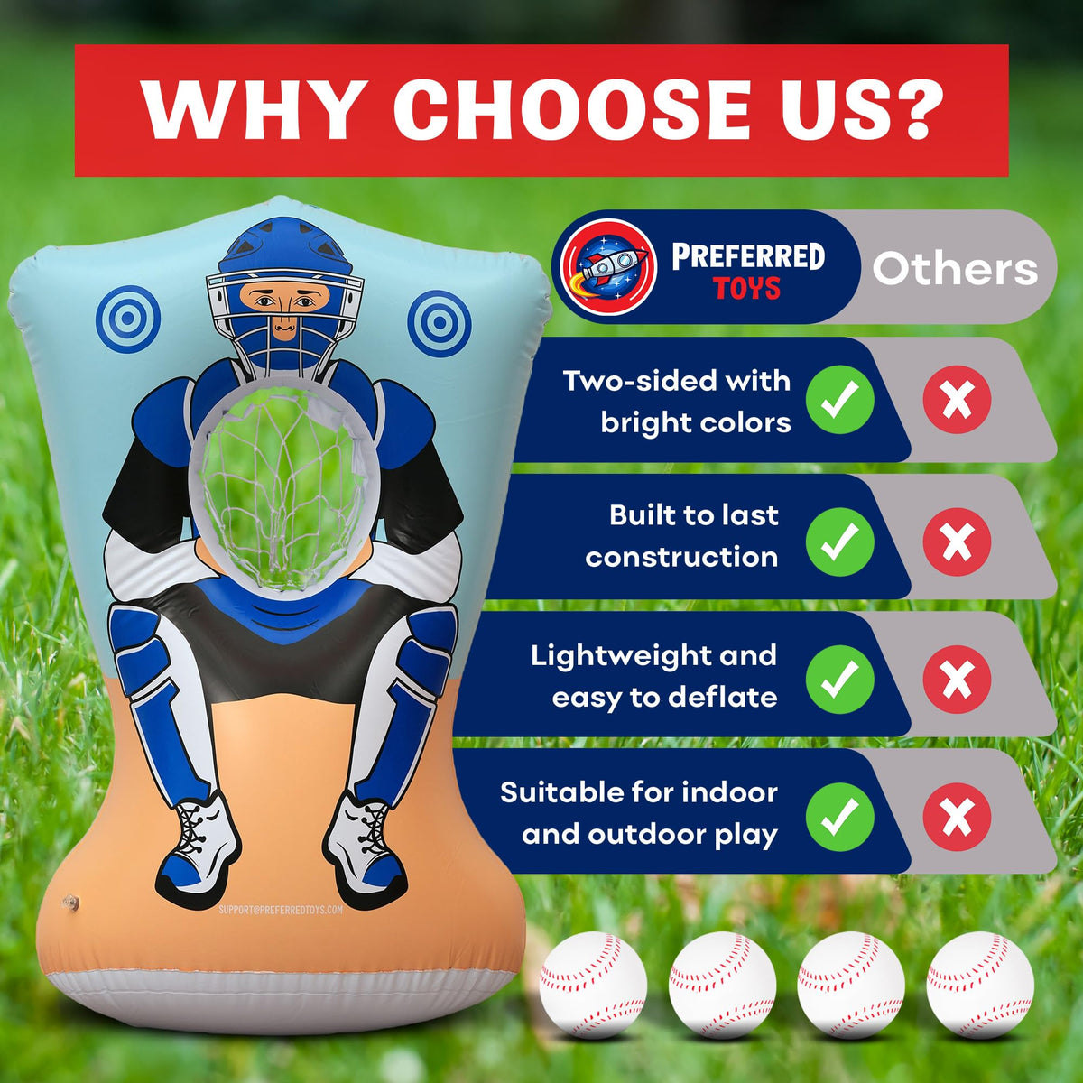 Preferred Toys double‑sided training game offers versatile pitching practice.