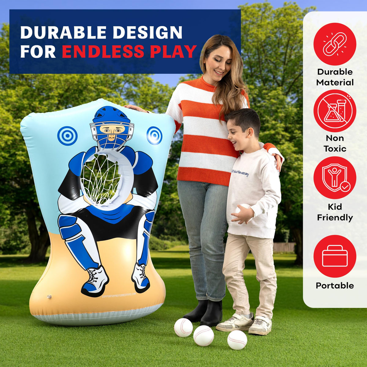 Preferred Toys durable PVC construction for repeated indoor or outdoor use.