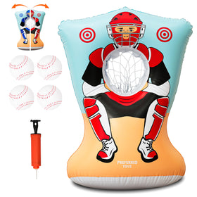 Preferred Toys portable setup ideal for backyard or indoor baseball play.