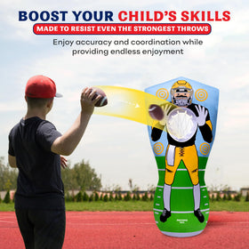 Preferred Toys weighted base adds stability for active backyard games.
