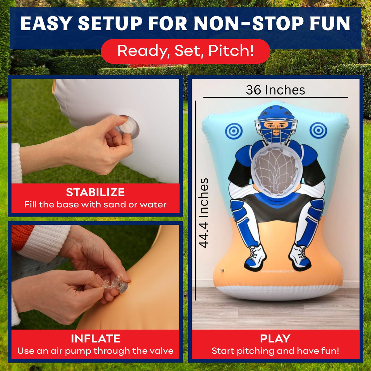 Preferred Toys four soft baseballs included for safe throwing sessions.