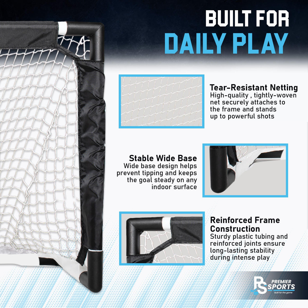 Premier Sports knee hockey set durable construction for active games