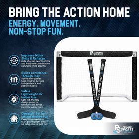 Premier Sports knee hockey set two-player action during a friendly match