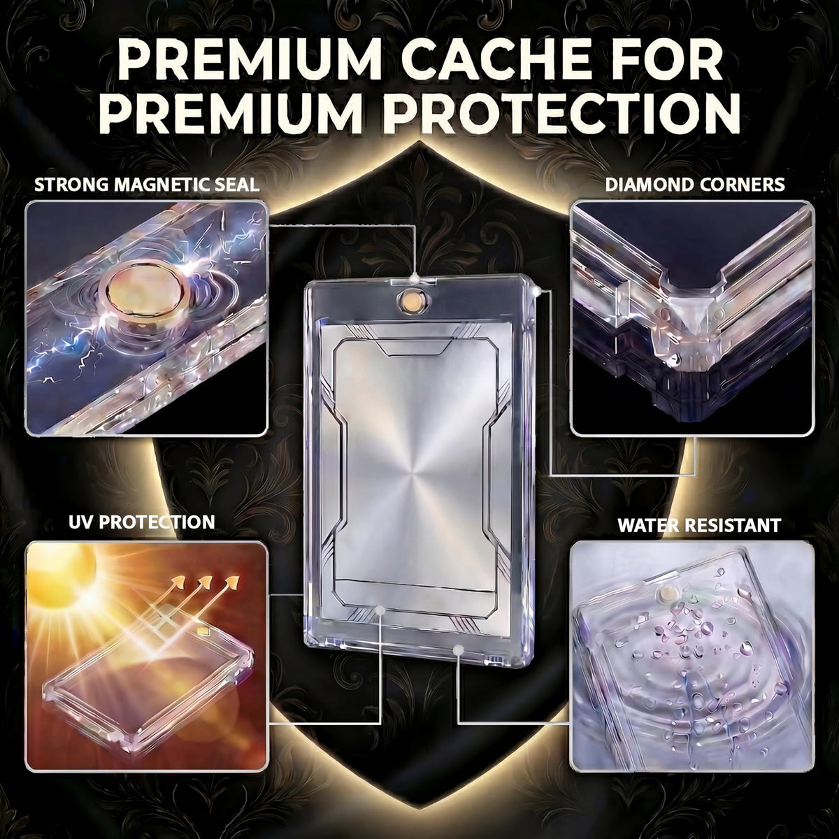 Premium Cache display showing neat, stackable card organization.