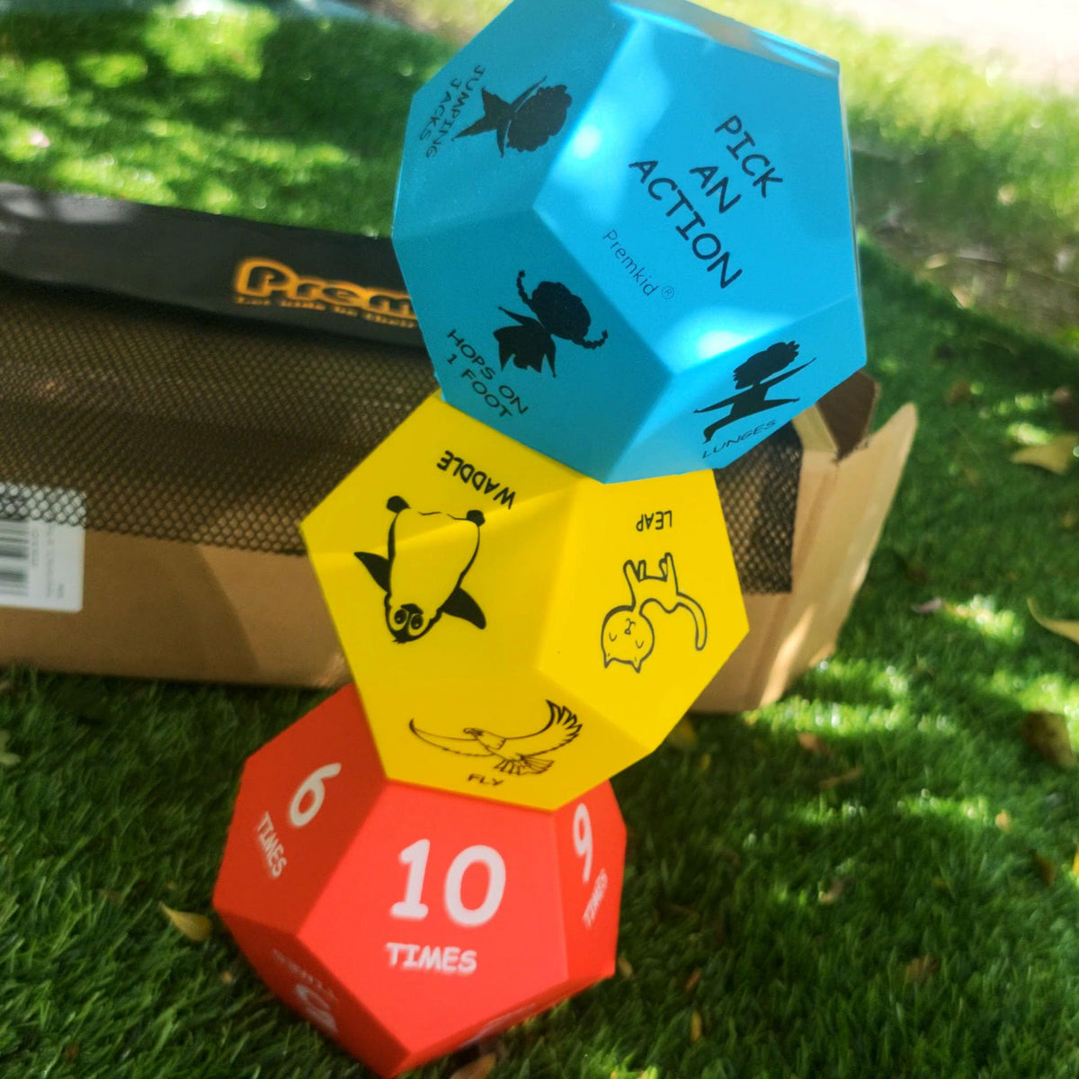 Premkid exercise-dice-family-game-night brings together parents and kids for active fun