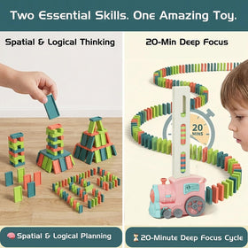 PREPHY dominos stacking activity helps patience and pattern-building.