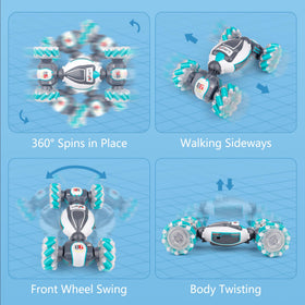 360-degree rotation lets kids perform all-around stunts.