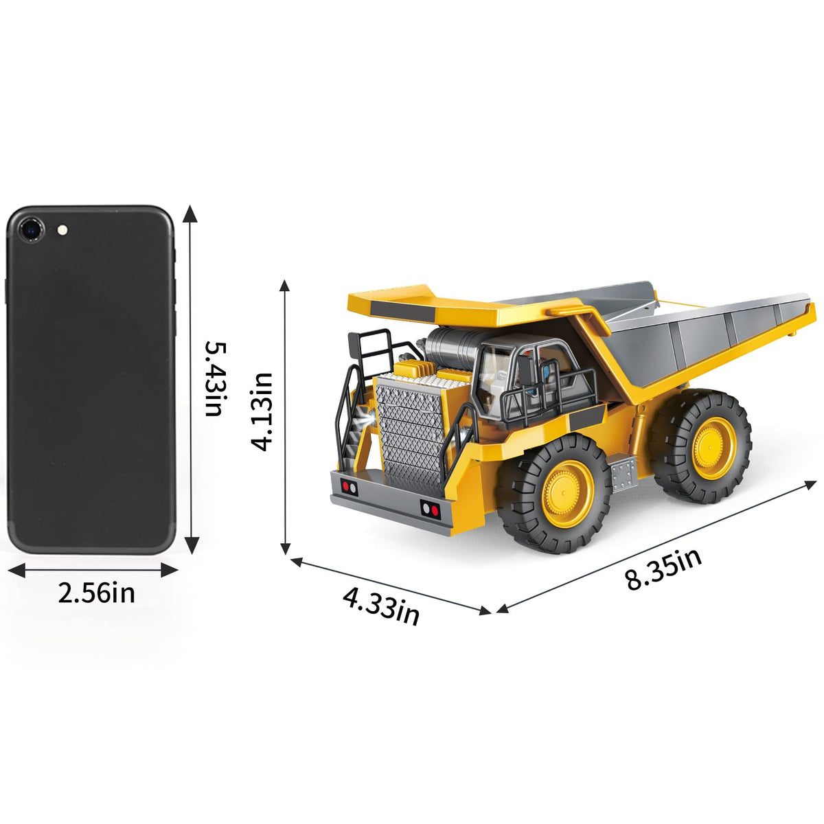 PREPOP RC Dump Truck 360-degree rotation enables versatile loading and moving.