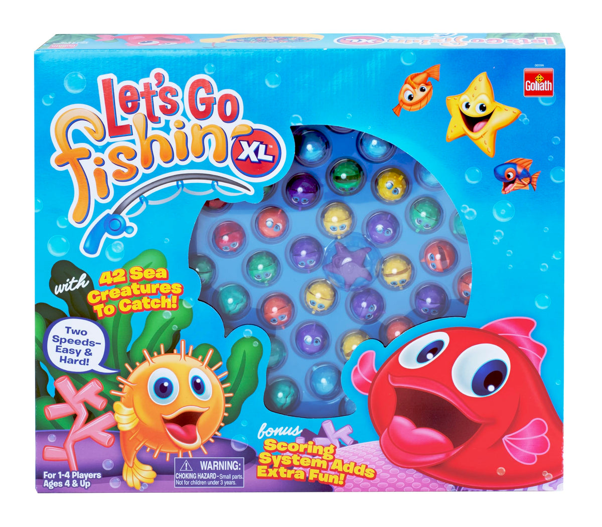 Pressman Let’s Go Fishin' XL deep sea game board spins for engaging play.
