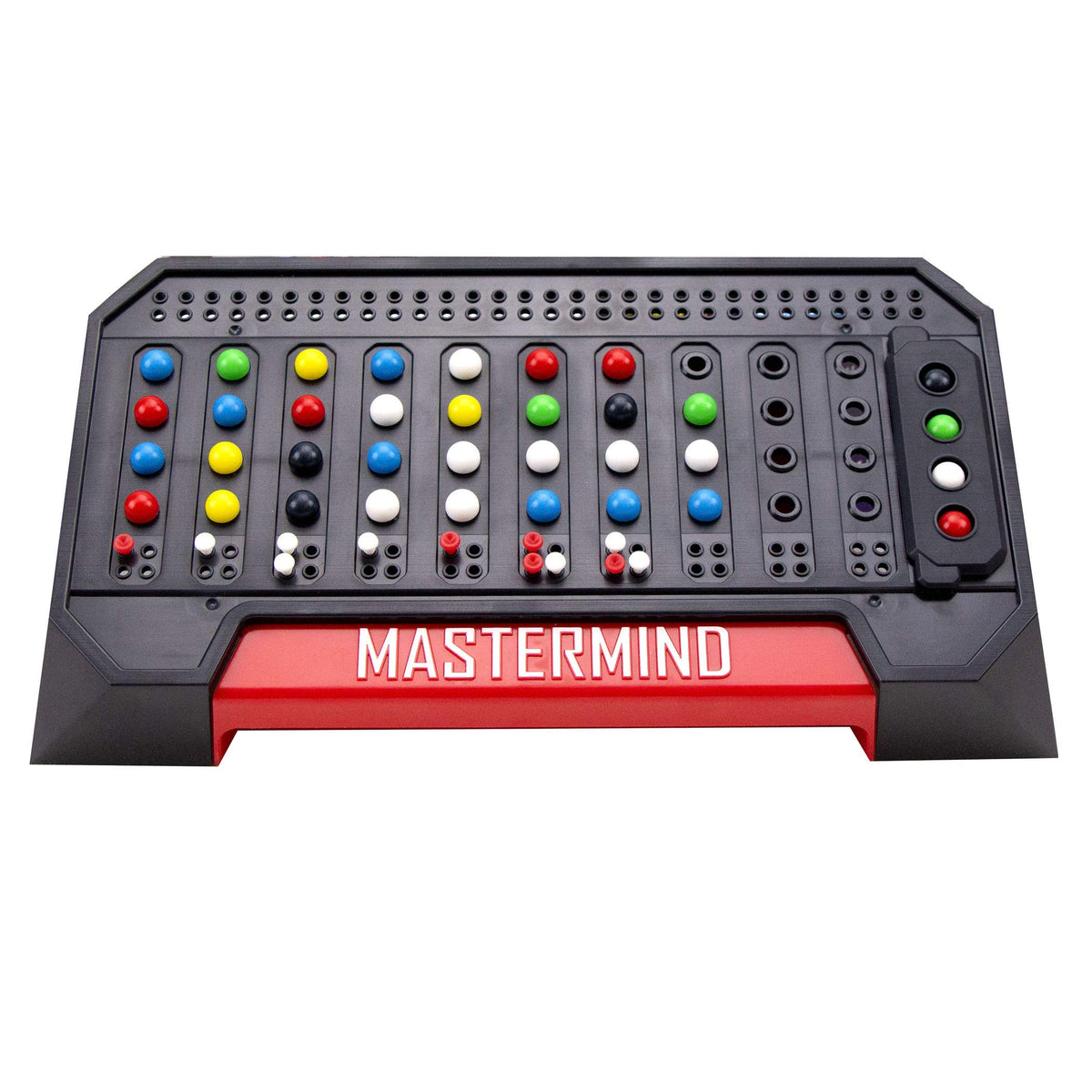Pressman Mastermind code pegs in six colors enable varied secret codes.