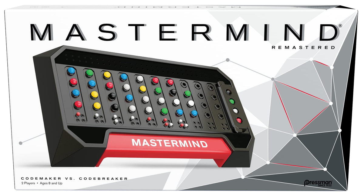 Pressman Mastermind game console with storage keeps play area organized.
