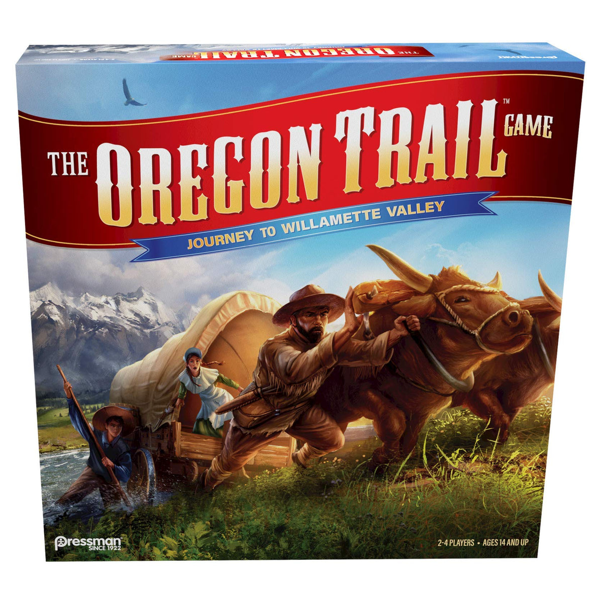 Pressman Oregon Trail wagon train journey image for family game night and strategic planning